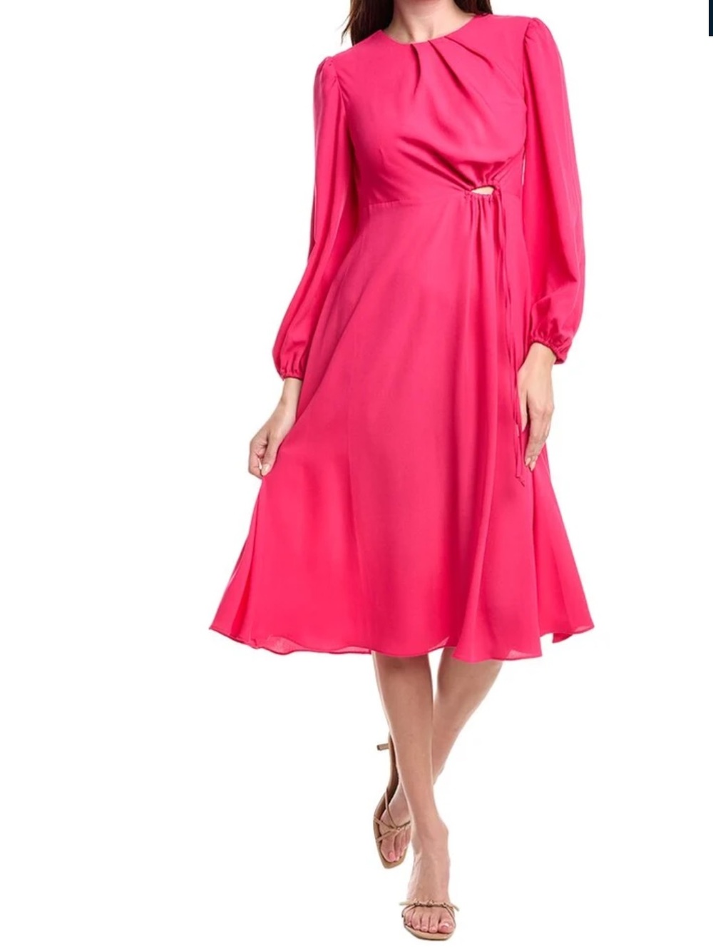 Cabi Delight Midi Long-Sleeve Dress Fuschia Pink Size Medium BRAND NEW $158
